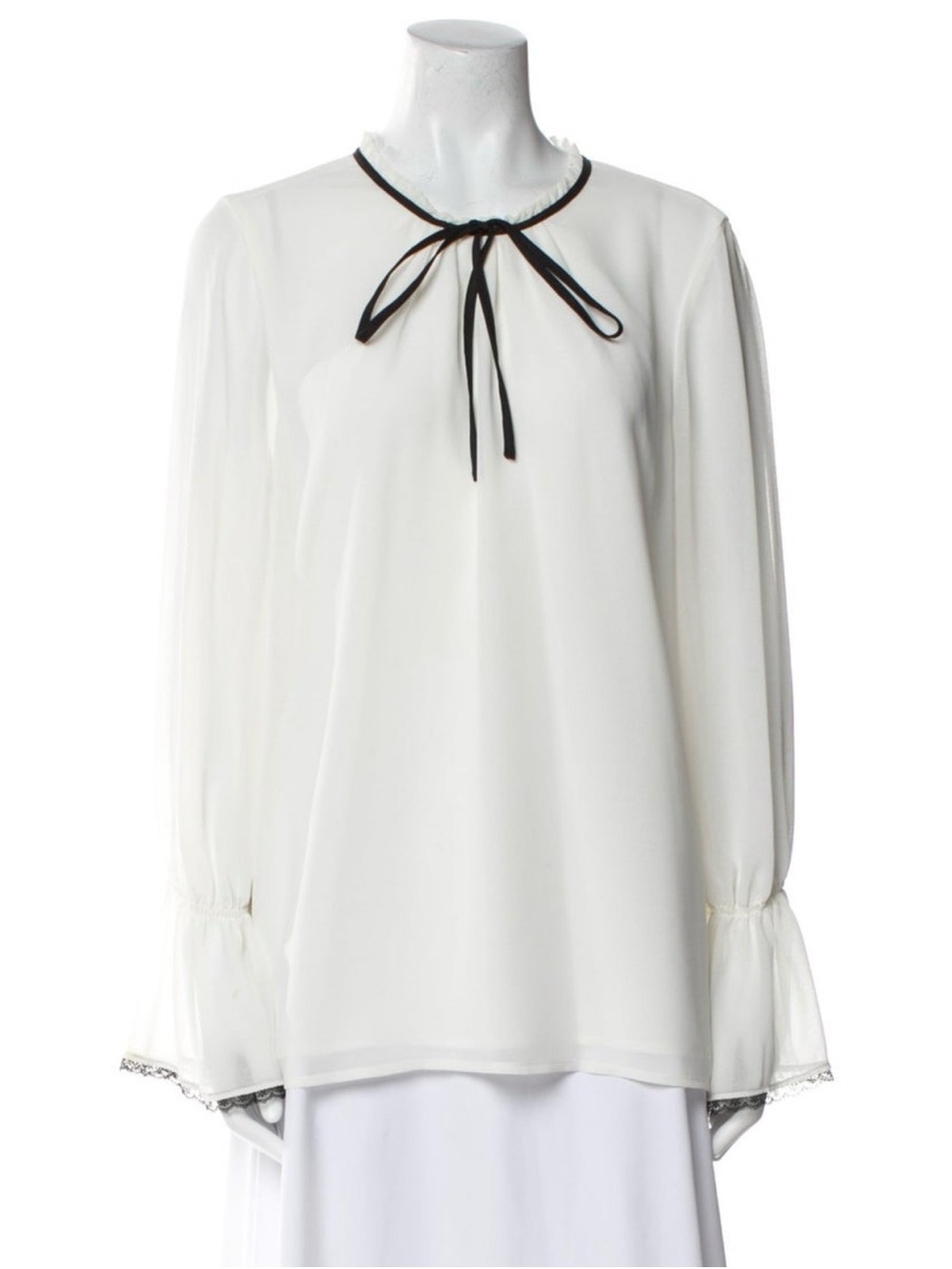 Karl Lagerfeld White Blouse with Black Tie Neck